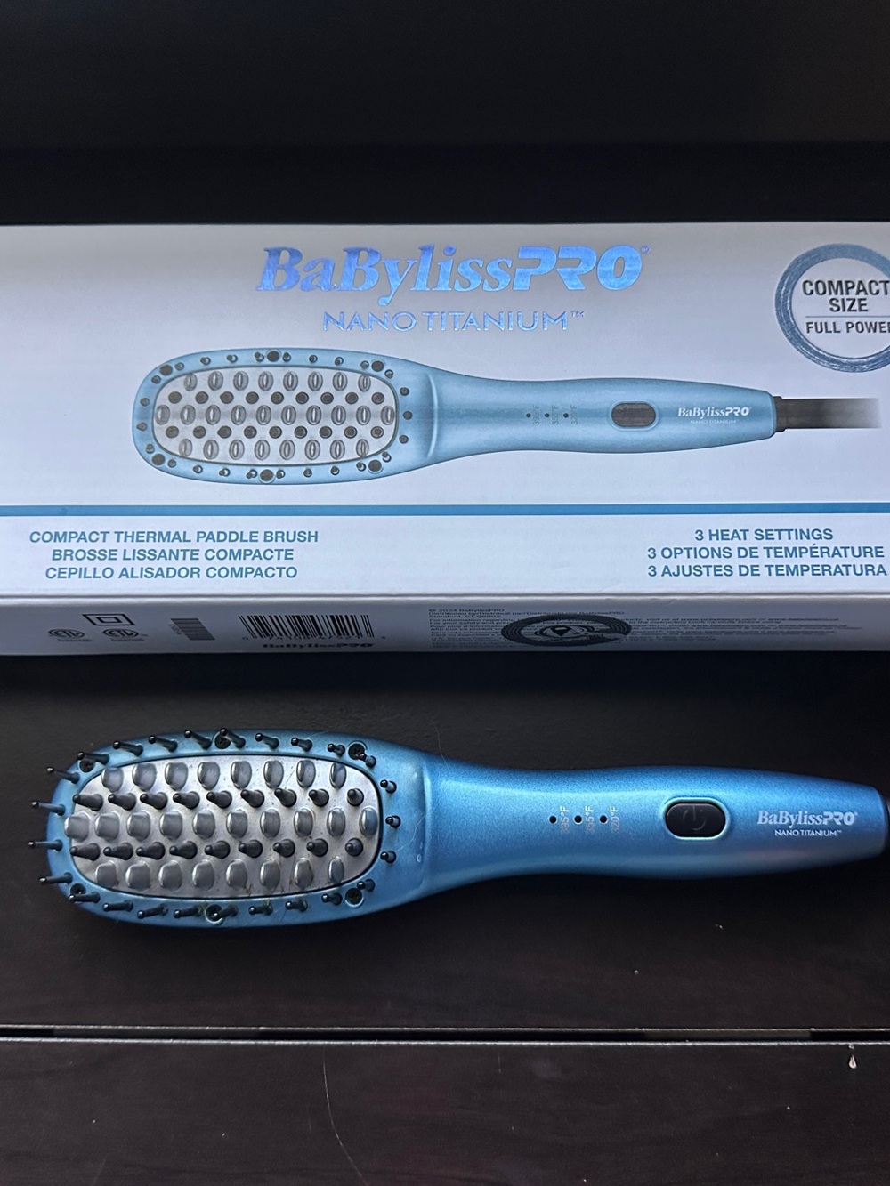 BaBylissPRO Nano Titanium Compact Thermal Paddle Brush - Teal Blue